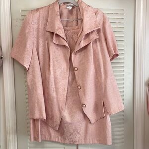 Vintage Elegant Pink Skirt Set Suit